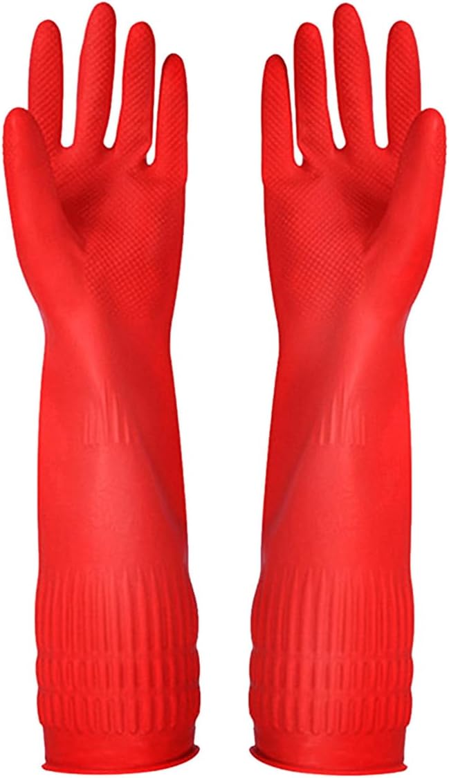 Rubber Cleaning Gloves Kitchen Dishwashing Glove 6-Pairs,Waterproof Reuseable.(Large)