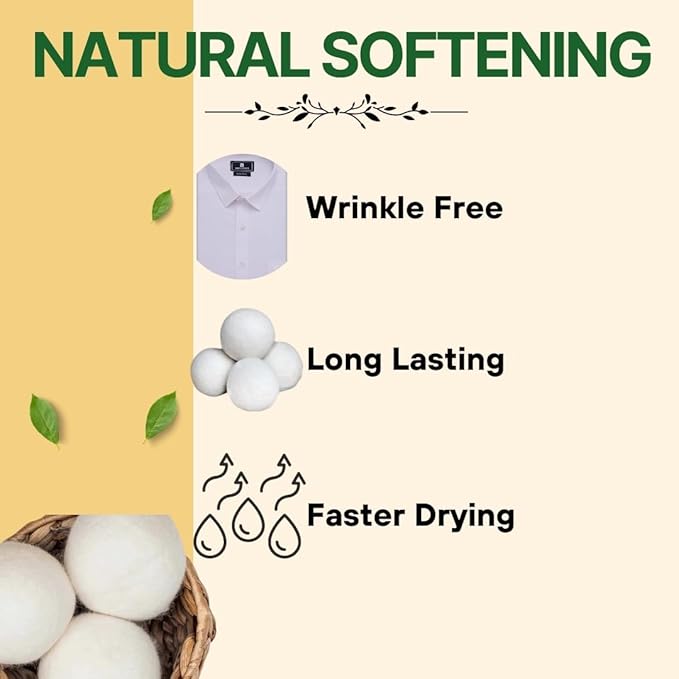 SEDLAV Wool Dryer Balls for Dryer Wool Dryer Balls - Wool Laundry Balls for Dryer, Wool Dryer Balls Laundry Reusable, Natural Reusable Fabric Softener & Wrinkle Reducer – Chemical Free (12)