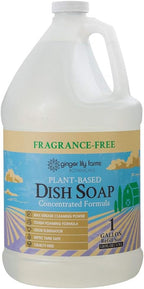 Ginger Lily Farms Botanicals Plant-Based Liquid Dish Soap, Concentrated Formula with Max Grease Cleaning Power, Cruelty-Free, Fragrance-Free, 1 Gallon Refill (128 Fl. Oz.), Clear