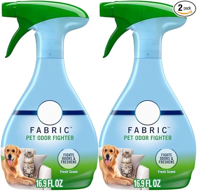 (Pack of 2) Pet Odor Fighter Air Freshener Fabric Spray, Fresh Scent, (16.9 oz x 2 = Total 33.8 oz)