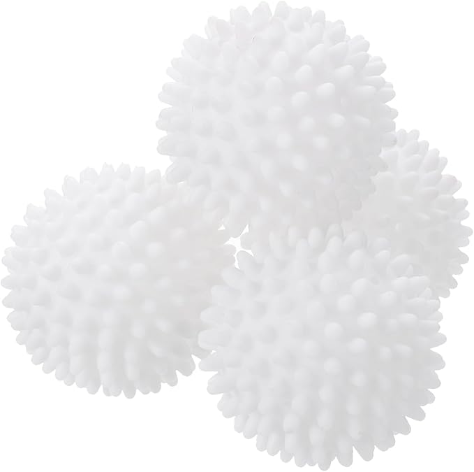 uxcell 4pcs Reusable Laundry Dryer Balls Vinyl Drying Balls for Reduce Wrinkles Static Fabric Softener Reduce Drying Time Save on Energy, White