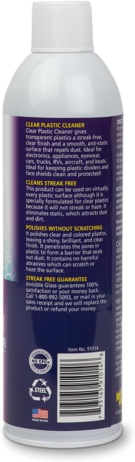 Invisible Glass 91014-6PK Clear Plastic Cleaner – Cleans and Protects Plastic on Electronics, Appliances, Eyewear, Cars, Trucks, RVs, Boats & More, Helps Prevent Fog and Static – 19 oz (Pack of 6)