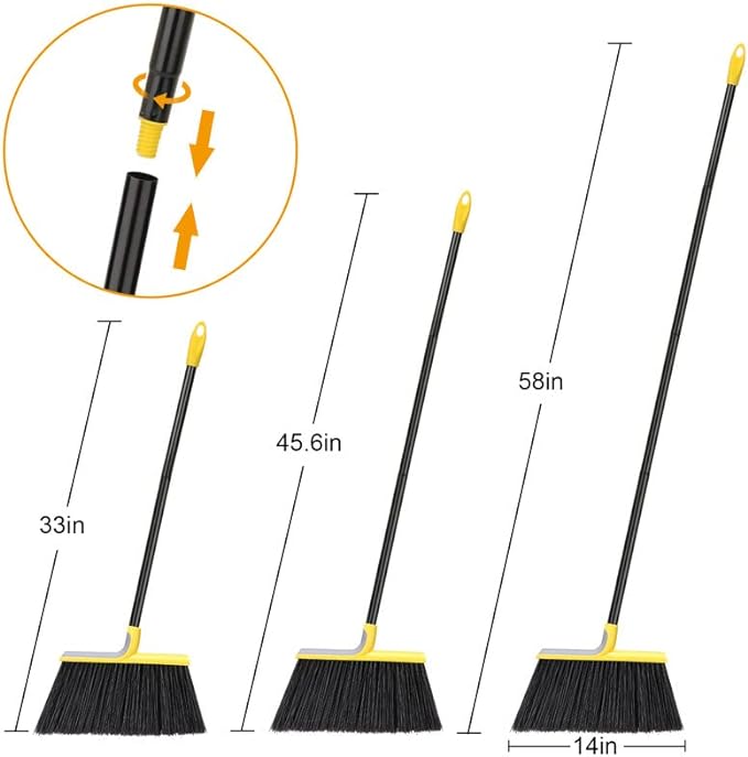 KeFanta Outdoor Broom for Floor Cleaning,58" Heavy-Duty Commercial Broom for Sweeping Concrete Courtyard Garage Patio Indoor Home Kitchen Office Lobby
