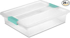 Sterilite 24-Pack Clip Box, Stackable Clear Plastic Bins with Latching Lids, Large - Writing, Arts or Crafts Supplies Storage Containers for Home, Office, Classroom and Workshop Organization