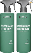 HEX Performance Deodorizing Spray, Unscented, 44oz (Pack of 2) - Awesome for Shoes, Gear, Activewear & Fabrics, Yoga Mats & Gym Equipment, Carpet, Pets, Odor Eliminator & Fabric Refresher Spray