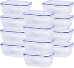 Superio Plastic Food Storage Containers with airtight Lid for Pantry, Fridge- BPA Free, Leakproof Sealed Container- Microwave, Dishwasher and Freezer Safe, Clear (17 Cup- 12 Pack)