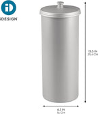 iDesign Freestanding Bathroom Toilet Paper Storage Holder with Lid for 3 Extra Rolls, Silver (Pack of 4)