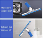 Professional 10” Performance Grip Window & Glass Cleaning Squeegee - Cleaning Supplies, Squeegee for, Auto Home Kitchen Bathroom Shower Mirror Wiper with Blue Rubber Water Blade(10in/25cm, Blue)