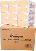 Soft 2-Ply Facial Tissue, White, 130-Count Box | Professional, Gentle and Durable | Great for Bathroom, Office, Business, School (1,560 Tissues, Bulk Pack of 12-Boxes)