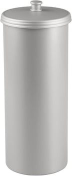 iDesign Freestanding Bathroom Toilet Paper Storage Holder with Lid for 3 Extra Rolls, Silver