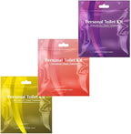 pH Advantage 3 x Personal Toilet Kit | Public Restroom Kit | Toilet Paper, Toilet Seat Cover, Butt Wipes, Cleansing Wipes (Gold/Red/Purple)