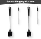 4 Pack Water Bottle Brushes with Straw Cleaner, Stainless Steel Handle Baby Bottle Brush Cleaner, Kitchen Scrub Cleaning Brushes for Cup, Wine Glasses, Coffee Mugs, Tumblers, Wine Decanters, Black