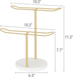 Dahey Headband Holder Organizer Metal 2-Tier Hair Hoop Display Stand Headband Organizer Storage Hair Ropes Accessories Bracelets Bangles Bedroom College Dorm Decor for Girls Women, Gold