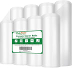 MakMeFre 8 Pack 8"x20'(4Rolls) and 11"x20' (4Rolls) Vacuum Sealer Bags Rolls for Food,Commercial Grade, BPA Free,Puncture Prevention,Great for Sous Vide Cooking