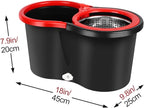 Spin Mop and Bucket with Wringer Set, 3 Washable Microfiber Pads Included for Floor Cleaning, Adjustable Stainless Steel Handle (XS-Black)