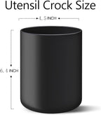 Black Kitchen Utensil Holder for Countertop, Matte Ceramic Cooking Utensil Crock for Counter Easy to Clean, Modern Spatula Holder for Farmhouse Décor 4.5×6.4 INCH