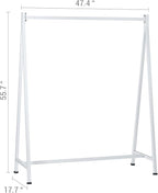 MyGift A-Frame Clothing Rack, 47 Inch Modern Heavy Duty White Metal Wardrobe Clothes Rack, Commercial Grade Freestanding Garment Hanger for Bedroom Closet or Retail Display