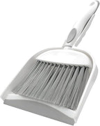 Dust pan, Small Broom and Dustpan Set, Mini Dustpan and Brush Set, Small Hand Broom with Dust Pan for Desk Table Cat Litter - Compact Hand Broom for Kitchen Counter Crumbs, RV Living Essentials (Gray)
