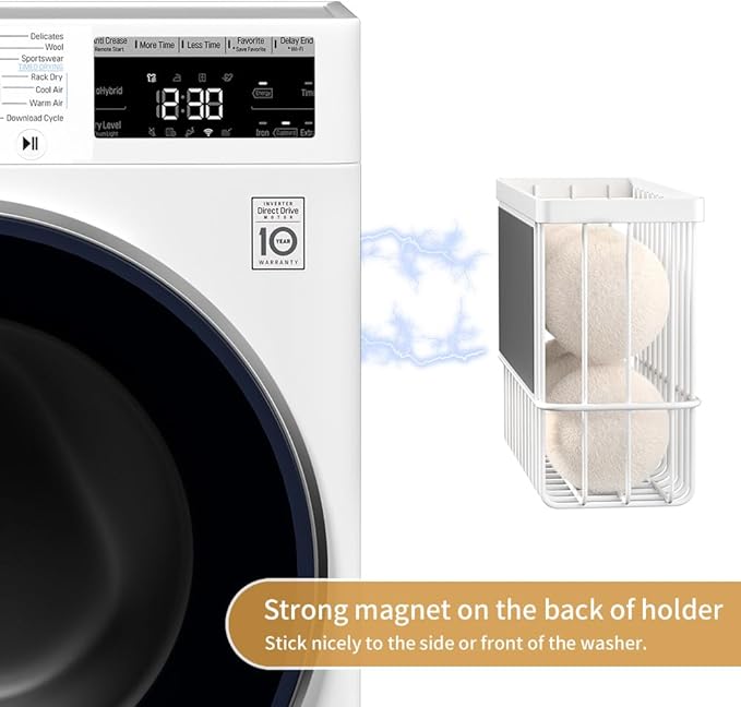 Magnetic Dryer Ball Holder for Laundry Room Organization and Storage, Magnetic Lint Bin for Laundry Room, Iron Dryer Ball Container for Laundry Room Storage (No Balls)
