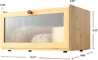 ETMI Bamboo Bread Box for Kitchen Counter-Large Capacity Bread Storage Container Farmhouse Bread Box with Window Bread Holder