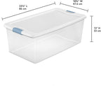 Sterilite 4-Pack Latching Box, Under Bed Storage Bins with Lids, Clear Plastic, 106 Quart - Heavy-Duty Organizing Containers for Closet, Bathroom, and Office