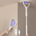 GeckoMan Rotating Head Electric Fly Swatter Racket Rechargeable Bug Zapper Racket Bug Zapper Indoor Fly Zapper Mosquito Zapper Flies Killer for Indoors, with a Telescopic Extension