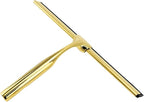Squeegee for Shower Glass Door, All-Purpose Stainless Steel Squeegee with Adhesive Hooks, Cleaner Tool for Tile Walls, Bathroom, Window, Glass and Car Windshield, Mirrors and Kitchen(10in, Gold)