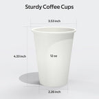 360 Count 12 oz Coffee Cups, Leak-Free Food Safe Paper Cups 12 oz, Disposable 12oz White Paper Cups for Cold and Hot Drinks