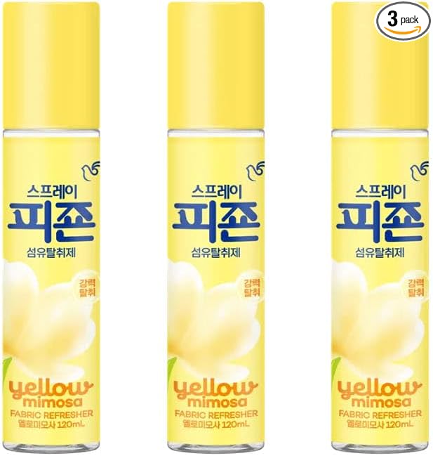 Pigeon Fabric Refresher Spray, Travel Size Odor Eliminator for Clothes & Home, Long-Lasting Fresh Scent, 3-Pack (120ml Each) (Yellow Mimosa)