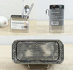 Kitchen Utensils Chopsticks Holder Stainless Steel Perforated Drying Rack Basket with Hooks 2 Divided Compartments Large
