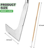 Berry&Bird 63'' Long Handle Crevice Weeding Tool, Stainless Steel Crack Weeder Crevice Weeding Sickle Tool, L-Shaped Manual Weeder Puller for Garden, Lawn, Yard, Side-Walk, Narrow & Wall Gaps