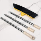 Push Broom with Long Handle, Floor Brush 49.6 inch Soft Bristle Broom 12.2" Wide for Cleaning Bathroom Kitchen Patio Garage Deck Tile Floor