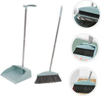PRETYZOOM Long Handle Broom and Dustpan Non Stick Hair Cleaning Accessories for Home Kitchen Office Floor Sweeping Lightweight and Two Combo in Light Blue