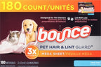 Bounce Fabric Softener Sheets, Fresh Scent, 180 Count | Pet Hair and Lint Guard | Pack of 2 | 3X Pet Hair Fighters