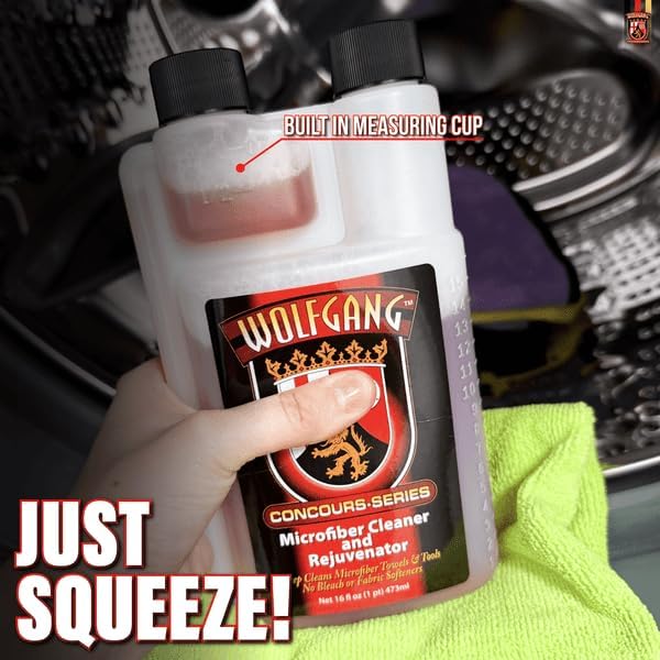 WOLFGANG CONCOURS SERIES Microfiber Cleaner & Rejuvenator | Concentrated Laundry Detergent for HE Washing Machines | Clean-Rinsing Formula for Microfiber | 16 oz | WG-1200