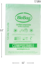 1.2 Gallon Compostable Drawstring Food Scrap Bags by BioBag, 80 Count, BPI Certified, Meets ASTM D6400 Standards, Made in USA, Kitchen Counter Bin Liners
