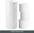 mDesign Plastic Floor Stand Toilet Paper Organizer with Cover, 3-Roll Space-Saving Tissue Storage for Bathroom - Fits Under Sink, Vanity, Shelf, in Cabinet, Corner - Aura Collection - 2 Pack - White