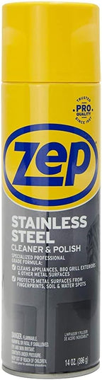 Zep Stainless Steel Cleaner and Polish 14 ounces (Case of 4) ZUSSTL14 - Protects Metal Surfaces from Fingerprints, Soil and Waterspots