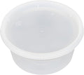 Asporto 12 Ounce To Go Boxes, 100 Microwavable Round Soup Containers - Clear Plastic Lids Included, Do Not Contain BPA, Clear Plastic Soup Containers, Disposable - Restaurantware