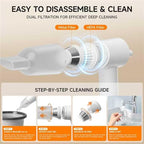 PAPIFEED Handheld Vacuum Cordless for Pet Hair, Portable Mini Vacuum with Static Hair Collector for Home, Dual-Layer Stainless Steel Filter, Dual Filte, USB-C Rechargeable Lightweight Vacuum (White)