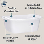 Tribello Plastic Wash Tub Dishpan Basin and Foot Bath for Soaking Feet, Laundry Hand Wash Bucket, Dish Pans for Washing and Storage Cleaning Supplies - 12 Quarts - Heavy Duty - Made in USA (White)