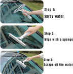 3 in 1 Window Cleaning Tool for Car Indoor Outdoor High Windows, Spray Window Squeegee Cleaner Tool with Spray Bottle,Window Wiper Silicone Cleaner Brush Scraper,for Car, Home, Kitchen (White)