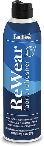 Faultless ReWear Dry Wash Spray for Clothing – Wrinkle Remover, Fabric Refresher Spray, Captures Odors – Like Dry Shampoo for Clothes: Fresh Look W/Out Laundry, 20oz 2 Pack