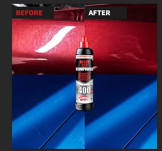 menzerna Heavy Cut Compound 400" Car Polish I Heavy Cut, Medium Cut & Finish I Buffing & Polishing Compound for Scratch Repair I for Scratches, Swirls & Holograms I High Abrasion, Silicone Free I 8oz