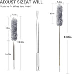 DELUX Microfiber Feather Duster Extendable Duster with 100 inches Extra Long Pole, Bendable Head & Long Handle Dusters for Cleaning Ceiling Fan, High Ceiling, Blinds, Furniture & Cars Gray