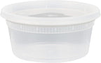 Asporto 12 Ounce To Go Boxes, 100 Microwavable Round Soup Containers - Clear Plastic Lids Included, Do Not Contain BPA, Clear Plastic Soup Containers, Disposable - Restaurantware