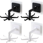 ARTIBETTER 4pcs Rotatable Kitchen Wall Hooks 360° Swivel Under Cabinet Hooks for Utensil Hanging, Black and White, Space-Saving Kitchen Storage Organizer