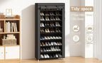 Calmootey 9 Tier Shoe Rack Organizer,Portable Shoe Shelf with Nonwoven Fabric Cover for Closet Hallway,Bedroom,Entryway,31.50x11.81x62.99inches,Grey