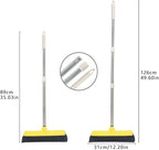 Push Broom with Long Handle, Floor Brush 49.6 inch Soft Bristle Broom 12.2" Wide for Cleaning Bathroom Kitchen Patio Garage Deck Tile Floor