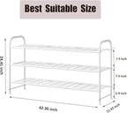 LINZINAR Shoe Rack Long 3 Tier Shoe Storage Organizer Metal Wide Shoe Shelf for Closet Entryway Bedroom 24 Paris Large Capacity, Black (White, 3-Tier)